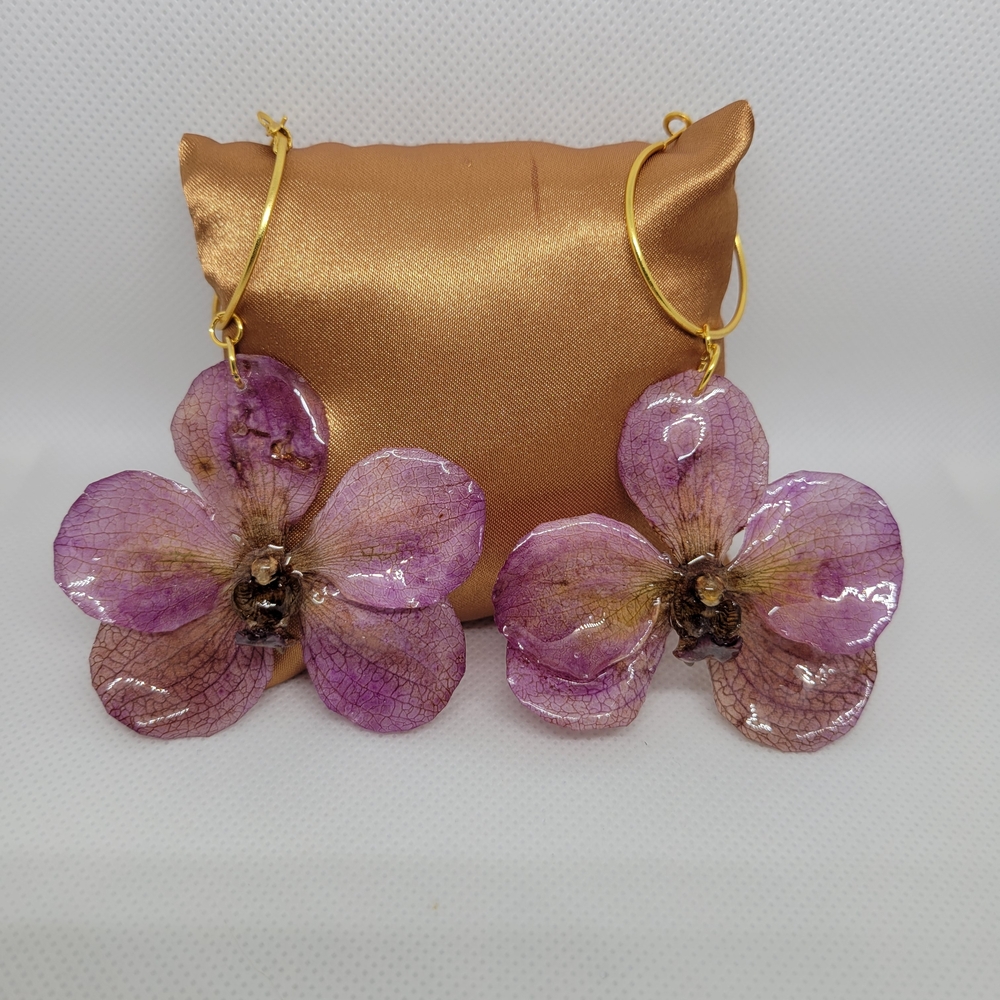 Purple Real Orquid Earrings